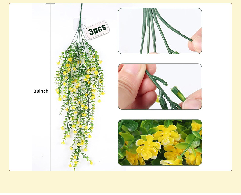 Amazon cross-border artificial flowers, eucalyptus, camellia, vine, money leaf, rose, wall hanging, wedding gardening, home decoration pic 11