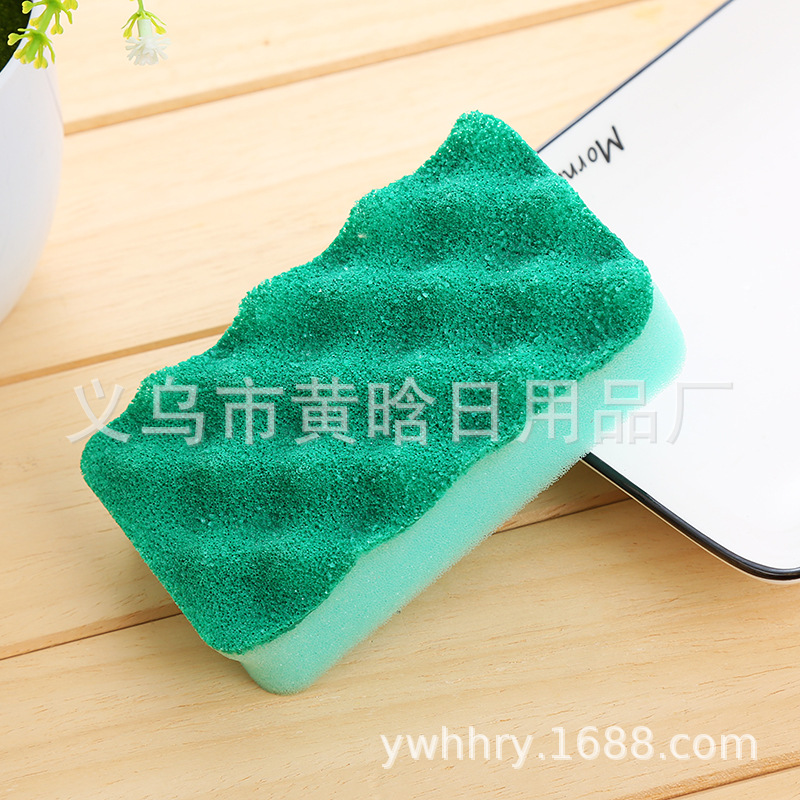 【 Chi Jia 】 Thickened double-sided sponge, diamond sand sponge block, kitchen cleaning, pot scrubbing, bowl scrubbing, water absorption and bubbling pic 2