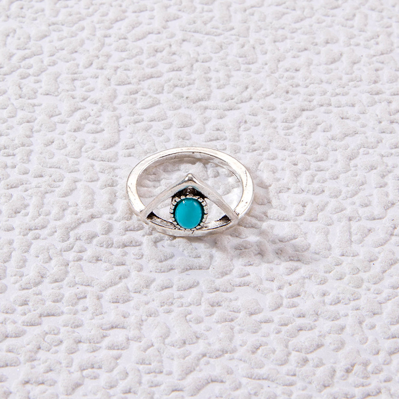 欧美跨境饰品 时尚复古绿松石戒指 个性民族风椭圆十字架几何指环详情35