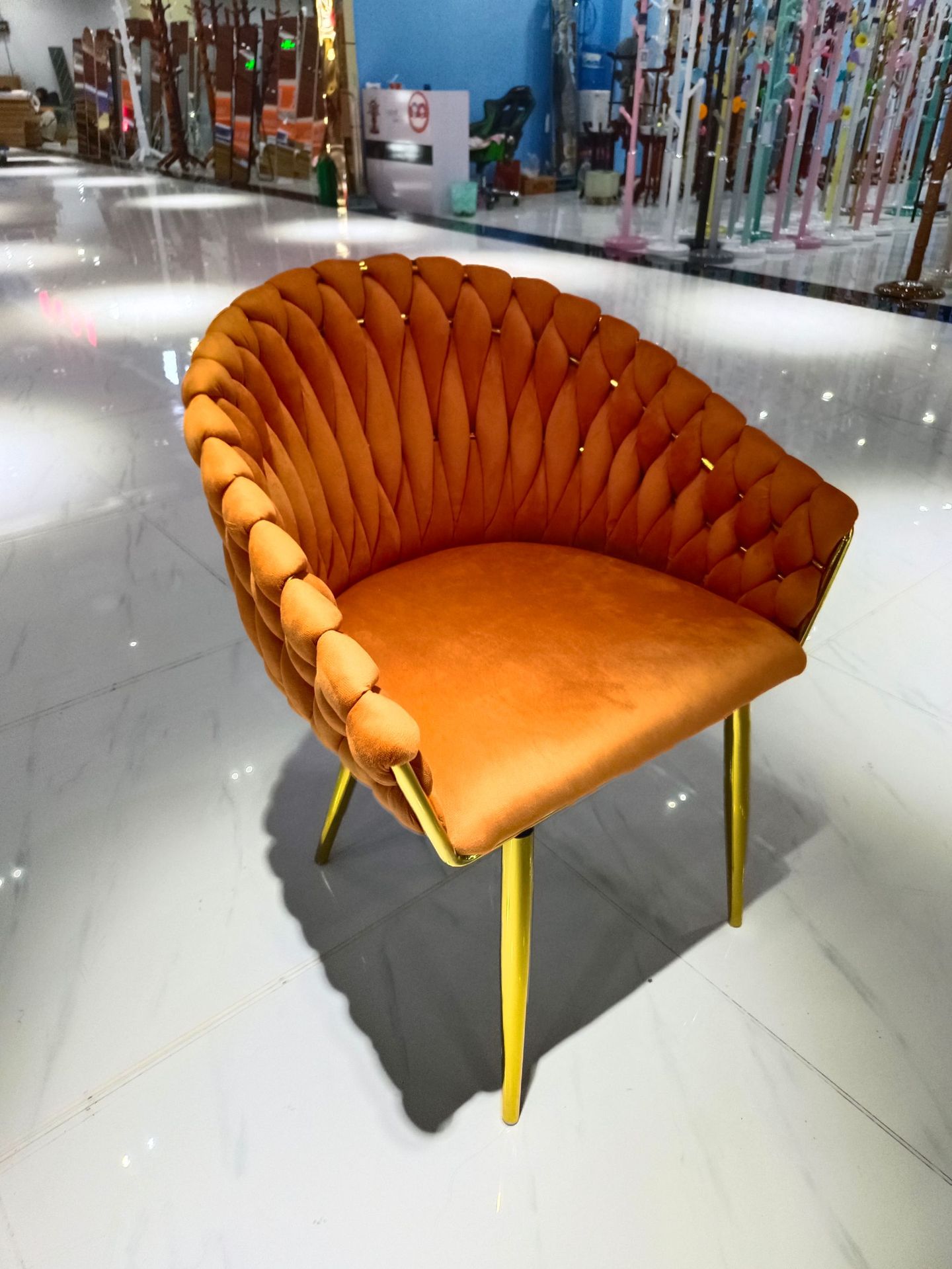Starlight woven chair for balcony, Nordic ironwork gilded light luxury rattan woven table and chairs, popular coffee shop, golden personality, simple and elegant pic 3