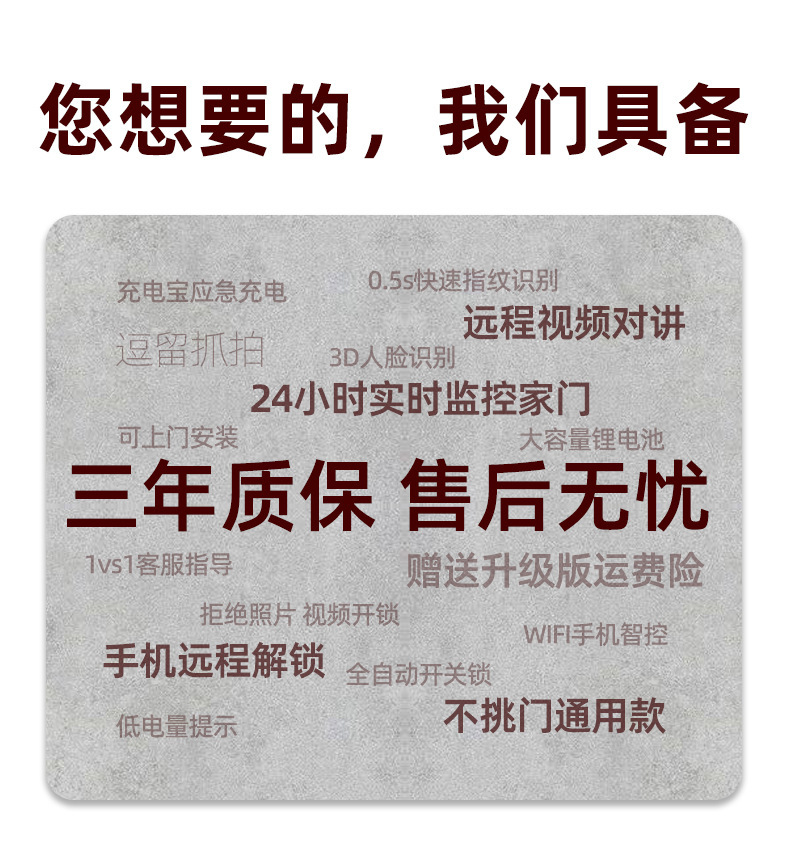 一握开指纹锁c级芯锁厂家新款防盗门门锁电子锁智能锁 通通涂鸦锁详情8