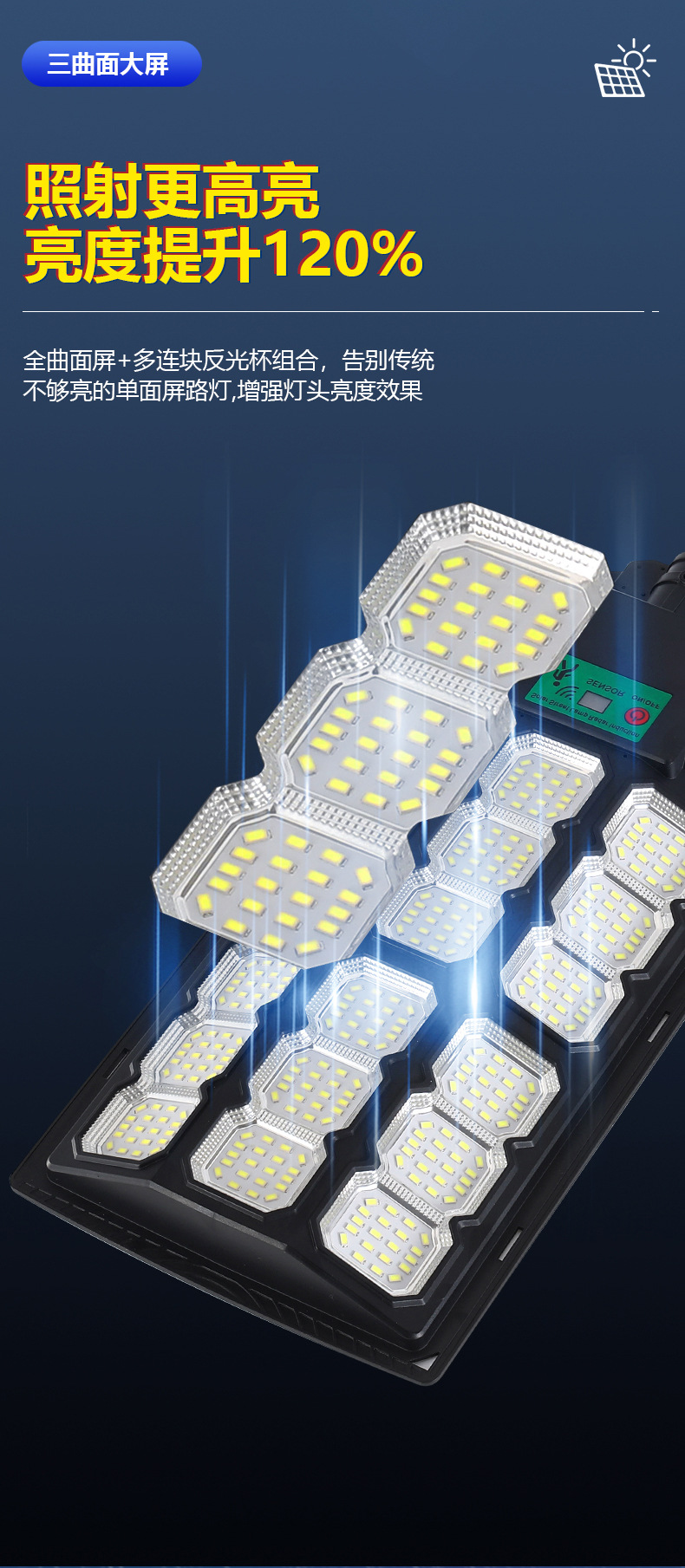 Solar integrated street lamps, high-power light-controlled radar sensor outdoor garden lamps, household environmentally friendly and energy-saving solar lamps pic 7