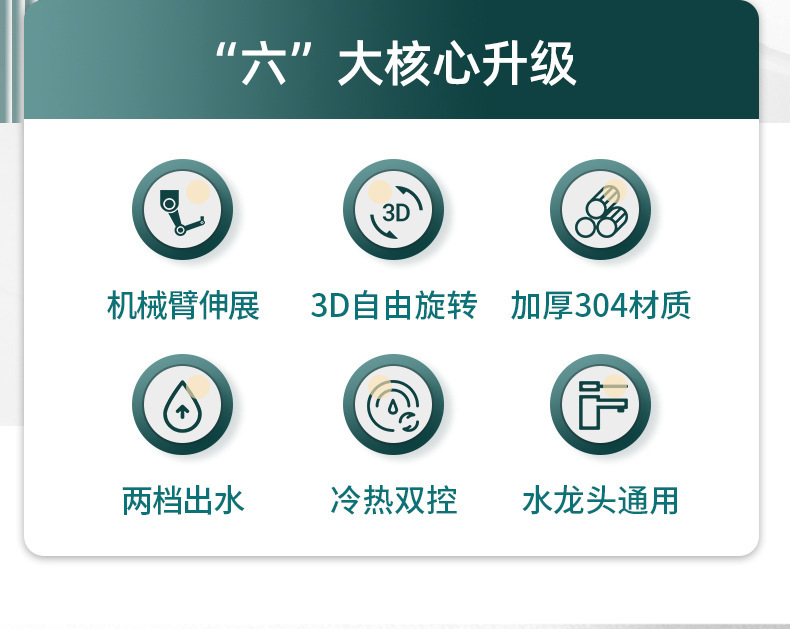 万向旋转机械臂水龙头冷热两用家用厨房卫生间洗手洗脸盆增压龙头详情4