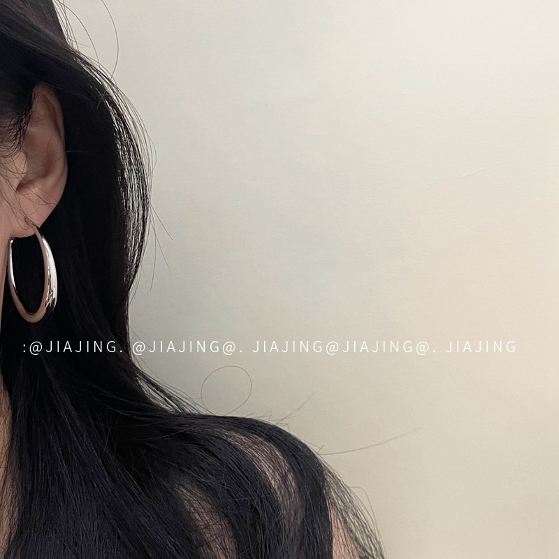 冷淡风素圈耳环复古圆圈耳饰925银针小众高级感气质轻奢风简约女~详情6