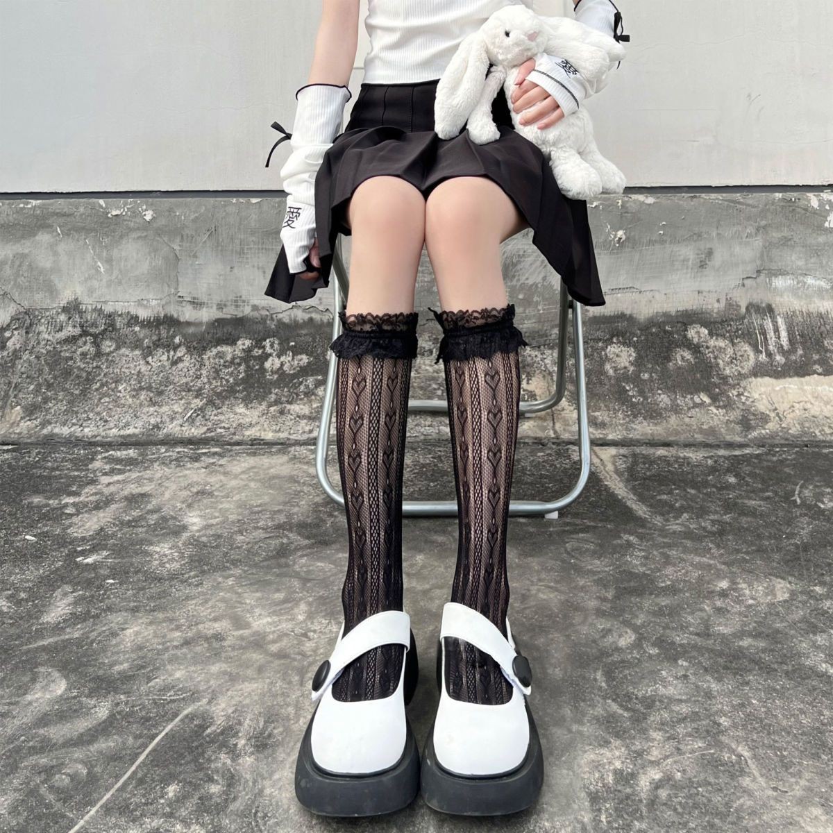 Lolita日系蕾丝花边爱心夏季薄款中筒袜jk软妹白色甜美透气小腿袜详情8