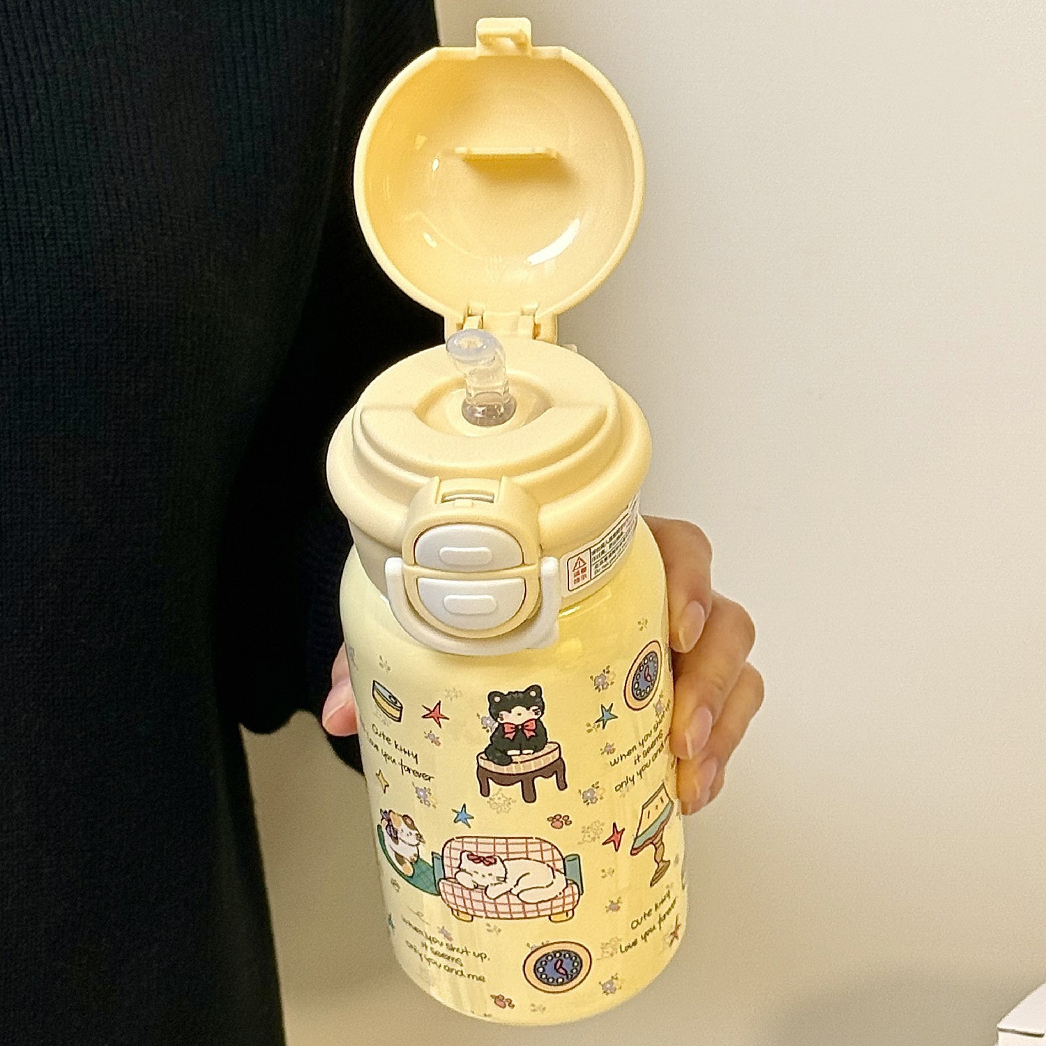 原创猫咪保温杯316不锈钢ins女生可爱便携学生双饮小众高颜值水杯详情10