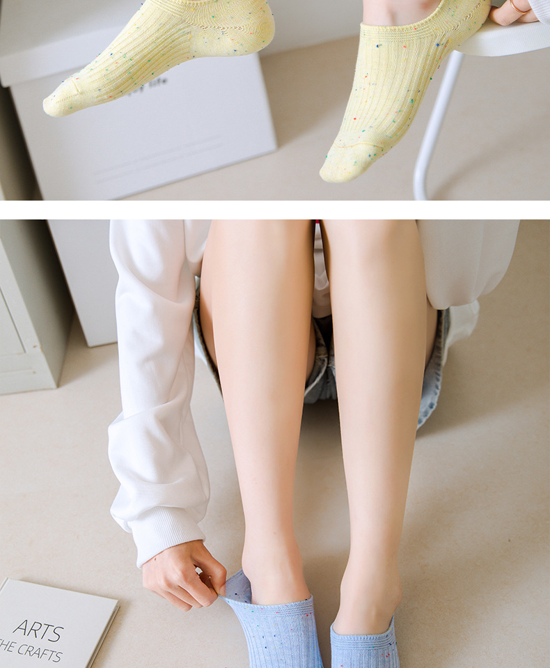 袜子女秋季纯棉双针短袜马卡龙硅胶不掉跟低帮浅口船袜女诸暨袜子详情7