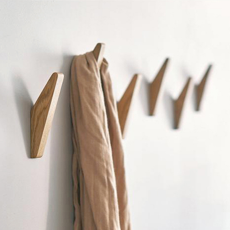 Modern-style creative Japanese wooden hooks, coat hooks, wall hooks, coat and hat hooks, scarf hooks, towel hooks, and headphone hooks pic 2