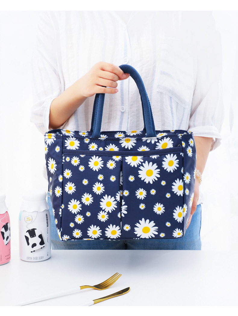 大容量饭盒手提袋时尚花色上班族带饭午餐包郊游野餐保温饭盒袋详情10