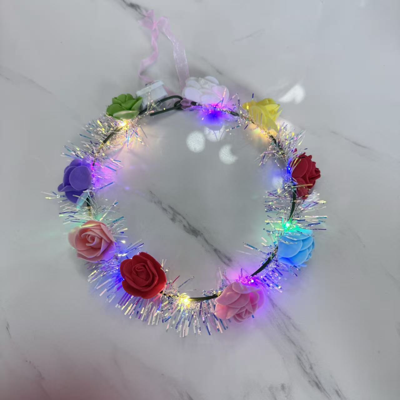 闪光金丝大花环花环发光玩具夜市玩具孙悟空帽气球闪光玩具详情5