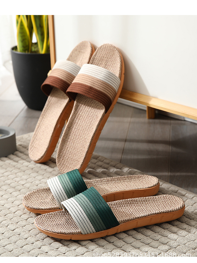 Four-season linen slippers for men, breathable and anti-slip in summer, for indoor home use. Cotton and linen cooling slippers for women, spring and autumn pic 12