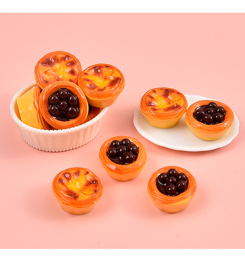 Simulated food toy egg tart resin accessories, diy cream glue phone case, fridge magnet, role-playing decoration material accessories pic 6