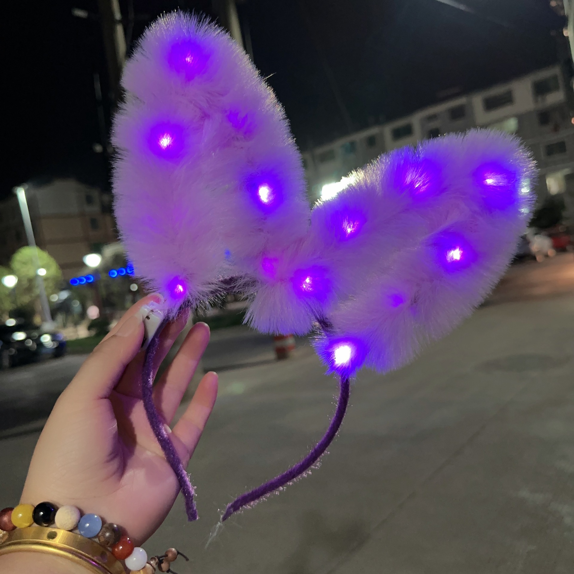 New 14-lamp Furry Rabbit Ear headband, plush rabbit ears · Sparkling Fairy headwear pic 5