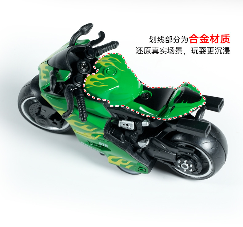 Cross-border mini children's simulation toys, alloy rebound durable motorcycle racing model ornaments, claw machine gifts pic 7
