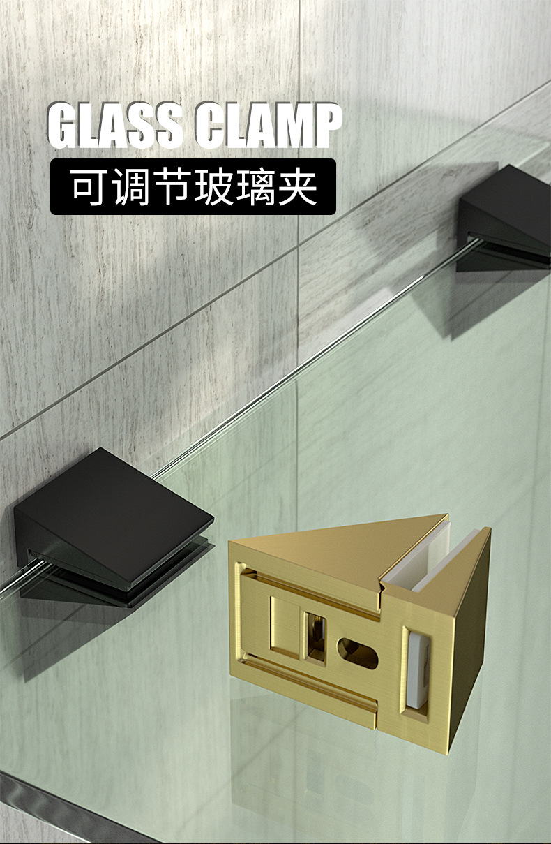 玻璃固定夹托可打孔亚克力板夹子浴室玻璃板卡子可调节支架固定器详情