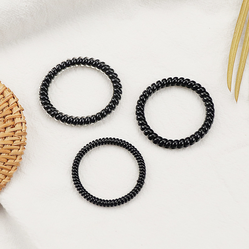 Japanese and Korean telephone line hair ties, seamless black, large and small phone lines, hair ties, rubber bands, hair ties, thin styles pic 5