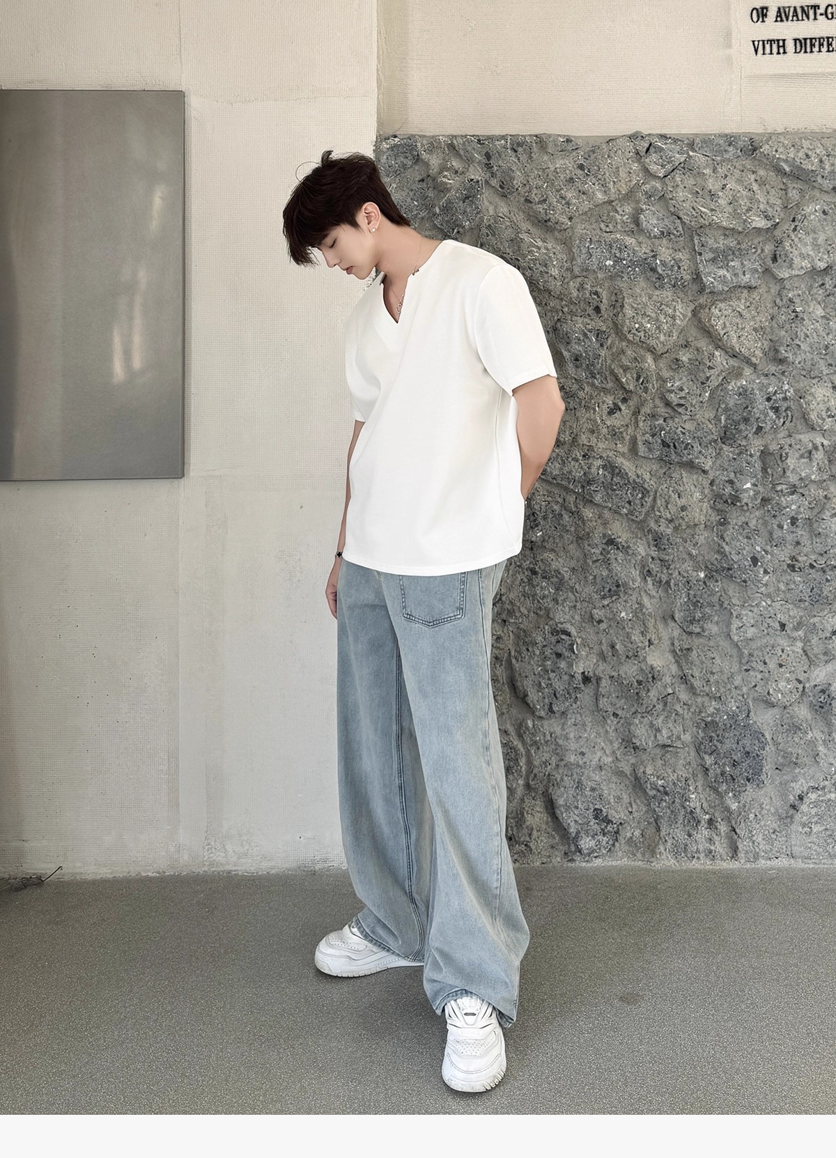 Customized V-neck metal buckle loose short T-shirts from Henry in Suriname, Bolivia, based on your provided samples. Super Factory pic 20