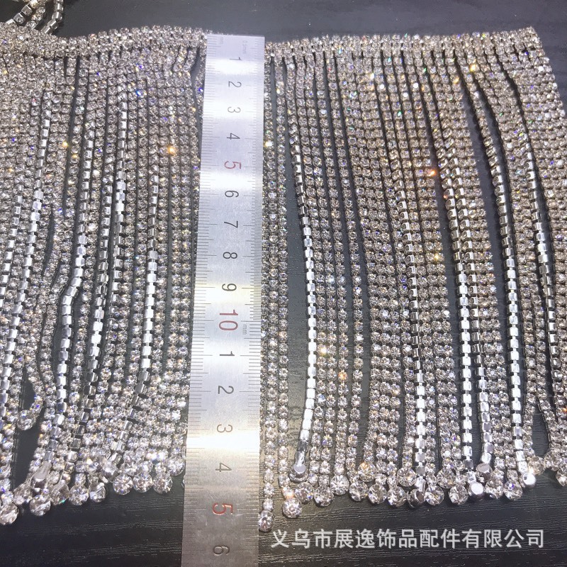 欧美爆款不规则流苏手缝钻链diy服装禾服鞋饰包装饰链厂家批发详情9