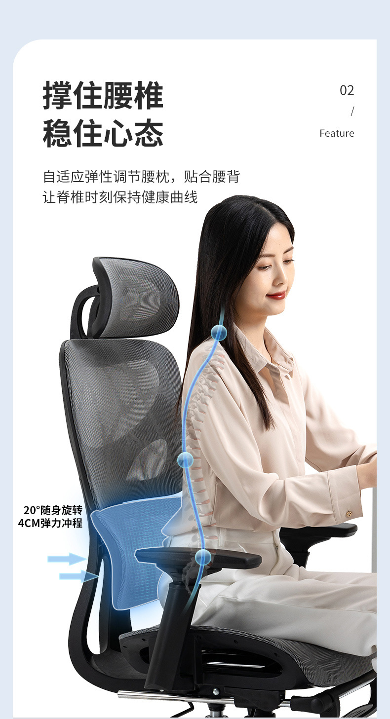 电脑椅家用舒适久坐老板椅电竞学习凳子人体工学椅子靠背办公转椅详情6