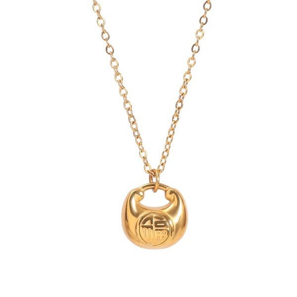 2025 New style Golden Tuotuo Little Fat Fortune Necklace, cute girl, Golden Dundun Auspicious Cloud Fortune Bag, solid collarbone chain pic 5
