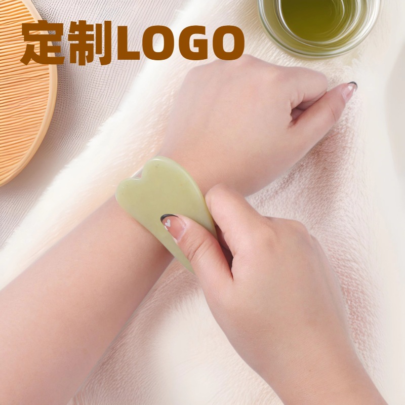 玉石刮痧板面部美容经络按摩小牛角形天然岫玉刮痧板美容院居家用护肤工具详情40