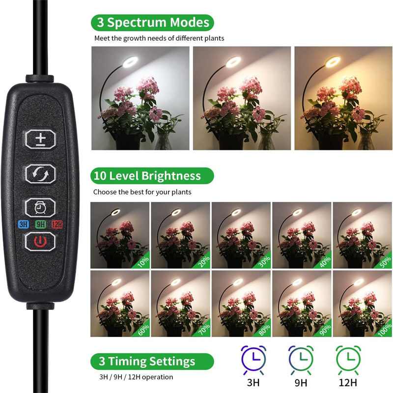 Flowerpot clamp-type plant supplementary lighting lamp, full-spectrum plant growth lamp, indoor small plant landscape lamp, angel ring lamp pic 13