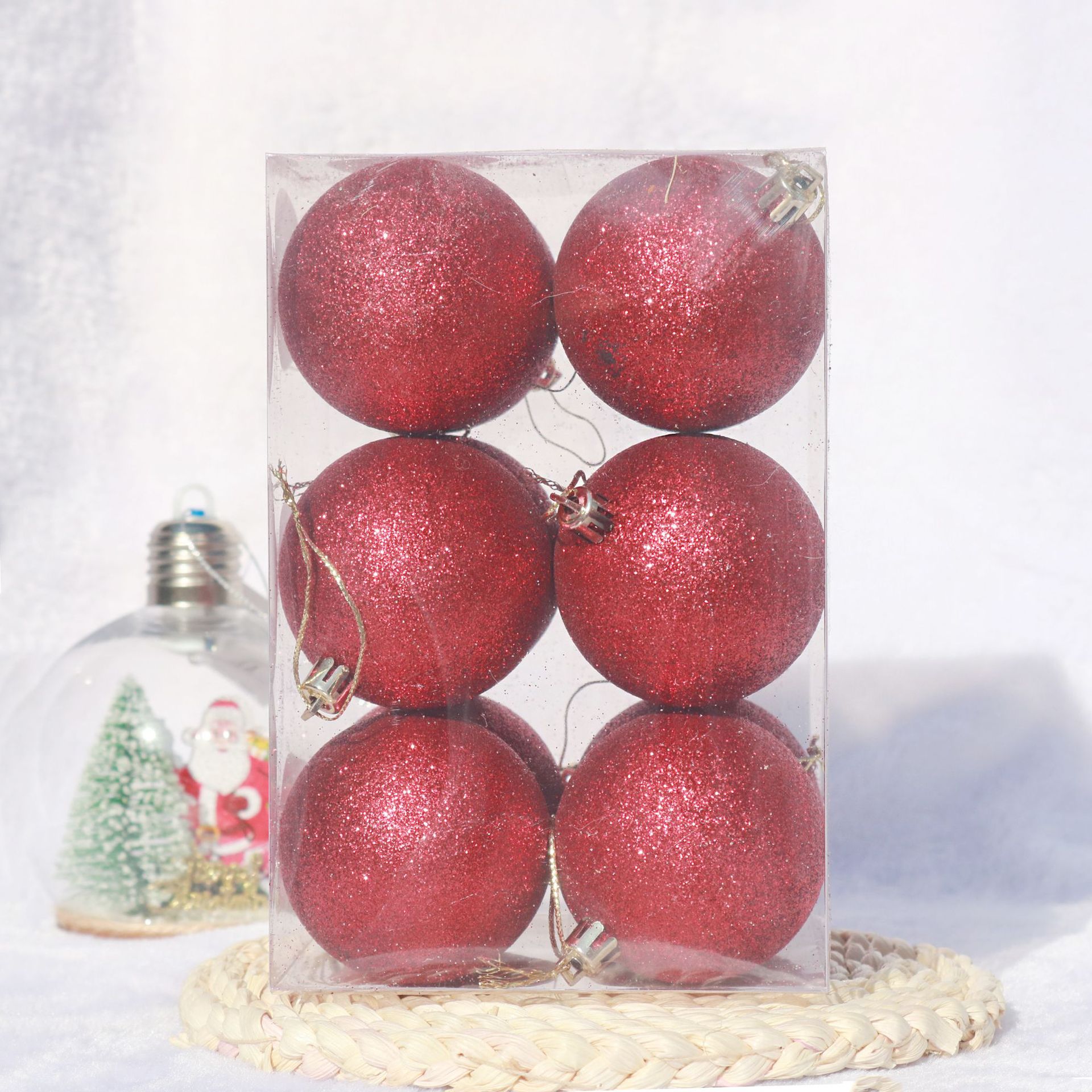 跨境批发圣诞球12pcs组合套装圣诞树装饰品手工绘画球多款圣诞球详情7