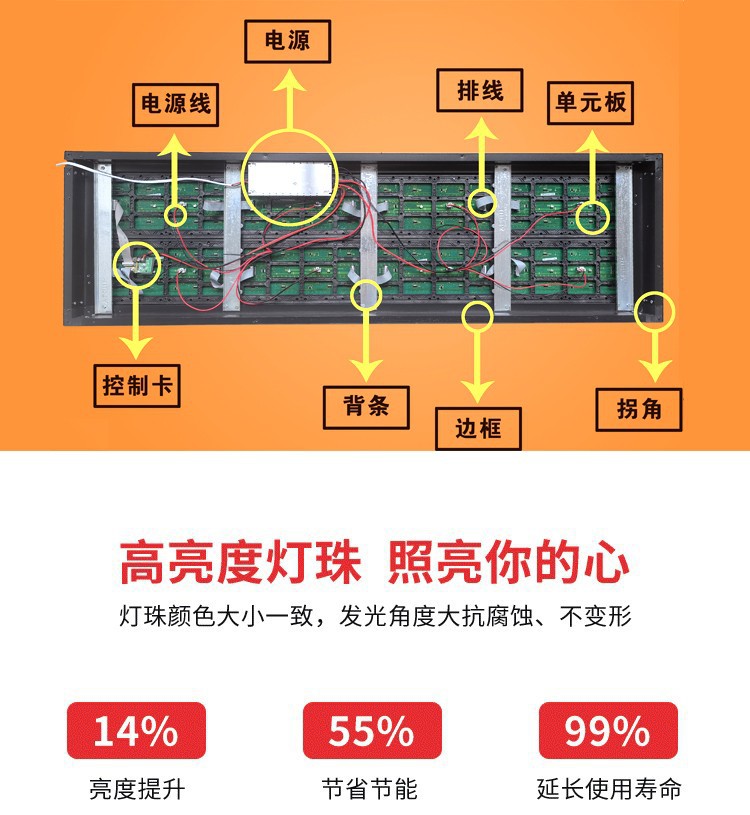 led显示屏广告牌高清室内红色屏户外防雨滚动门头走字彩色电子屏详情6