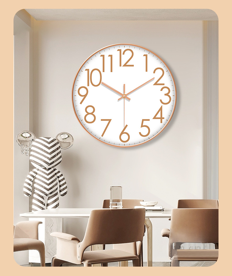 客厅简约装饰挂钟静音扫秒无声音网红挂钟表时钟挂墙免打孔创意钟详情10