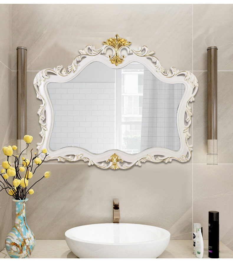 新款雕花浴室镜欧式复古美式卫浴镜酒店壁挂装饰镜梳妆卫生间镜子详情45