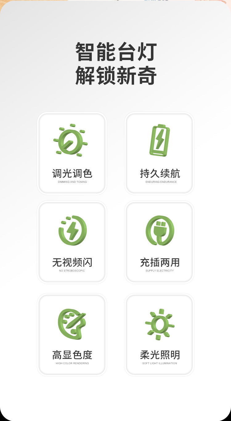 Bedroom reading bedside lamp, touch dimming desk lamp, college student dormitory rechargeable plug-in LED clip-on study lamp pic 2