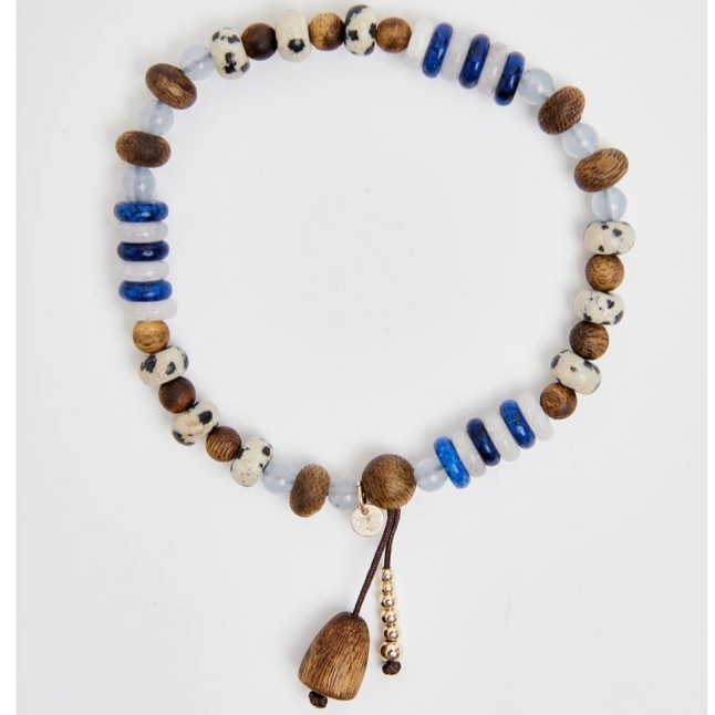 子XI家回声木珠手链新中式简约大气董洁同款度假风蓝白色串珠手链详情10