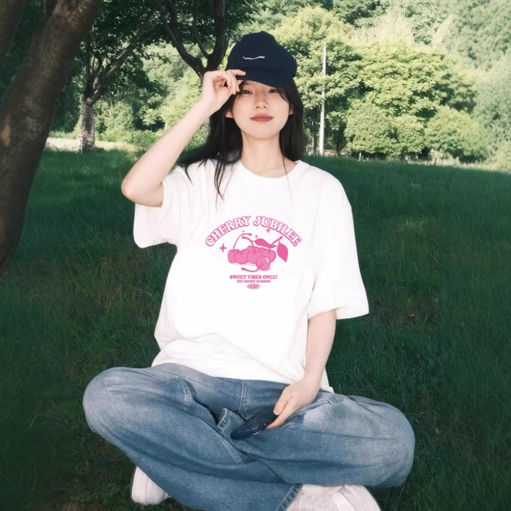 纯棉短袖t恤女美式新款宽松休闲上衣夏季上衣白t恤230克女装短袖详情14