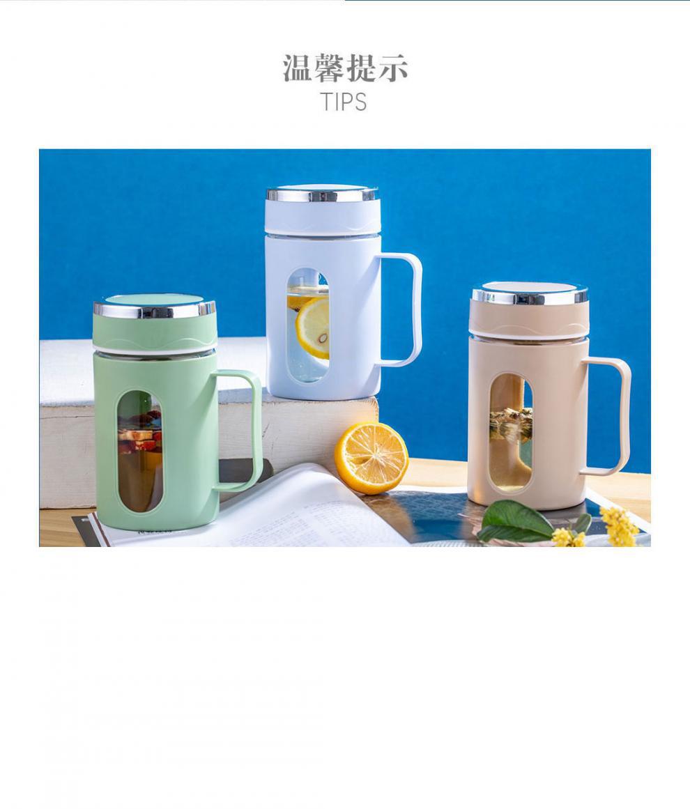 简约玻璃水杯带把手双层办公室喝水杯子促销活动礼品杯子详情9