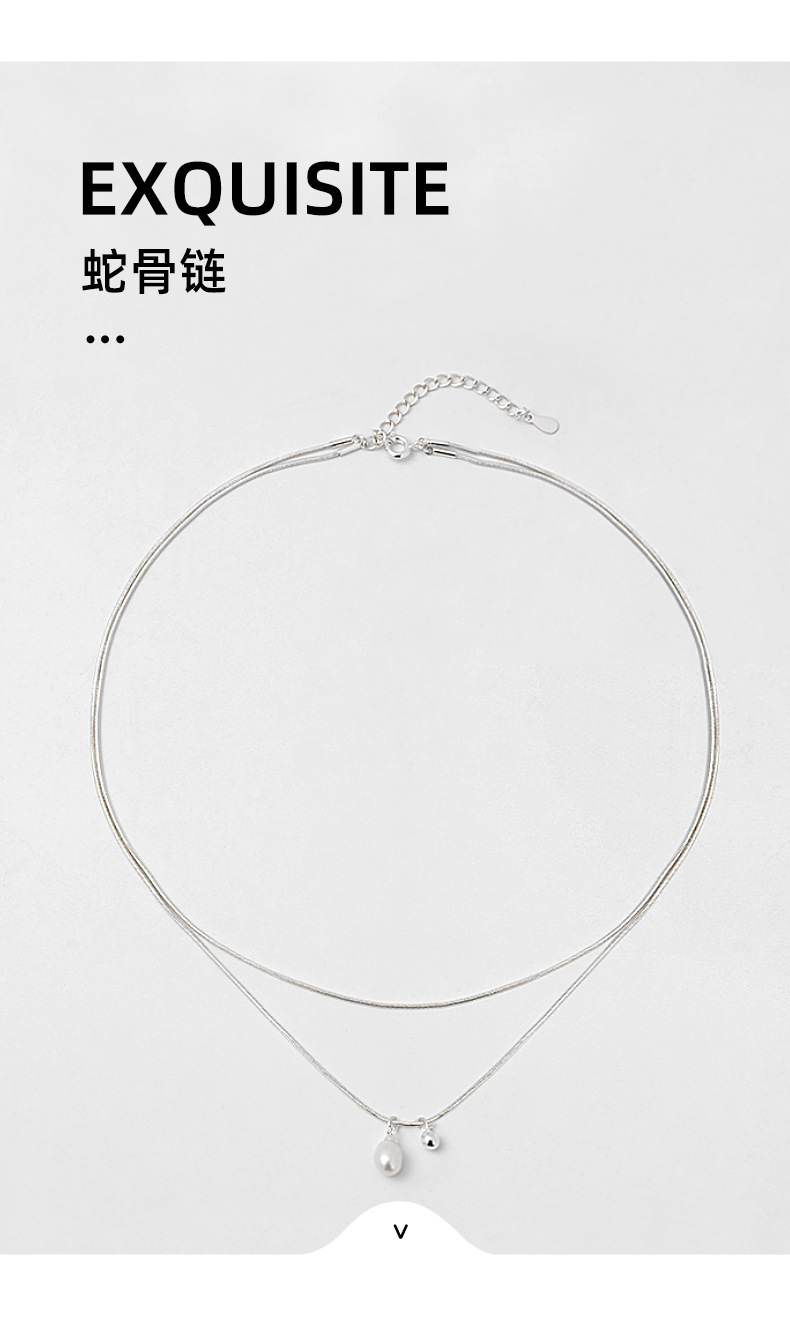双层叠戴淡水珍珠项链简约温柔风轻奢锁骨链设计ins风项链饰品女详情3