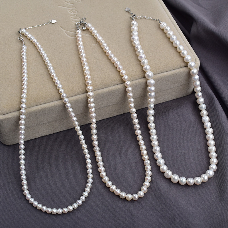 天然淡水baby小珍珠项链女925银近圆珠简约素链日常百搭锁骨链详情7