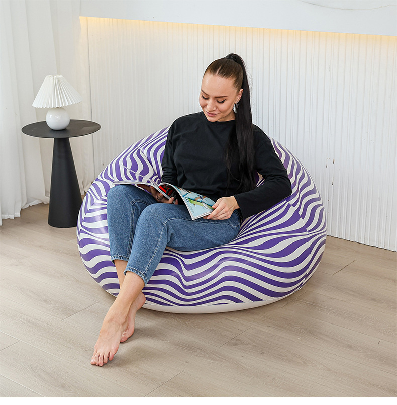 New inflatable striped spherical sofa, office nap bed, indoor lazy chair, 3D printed lounge chair, photography gift, lounge chair, single-person leisure inflatable sofa, new design, popular for taking photos, comfortable and thickened pic 11