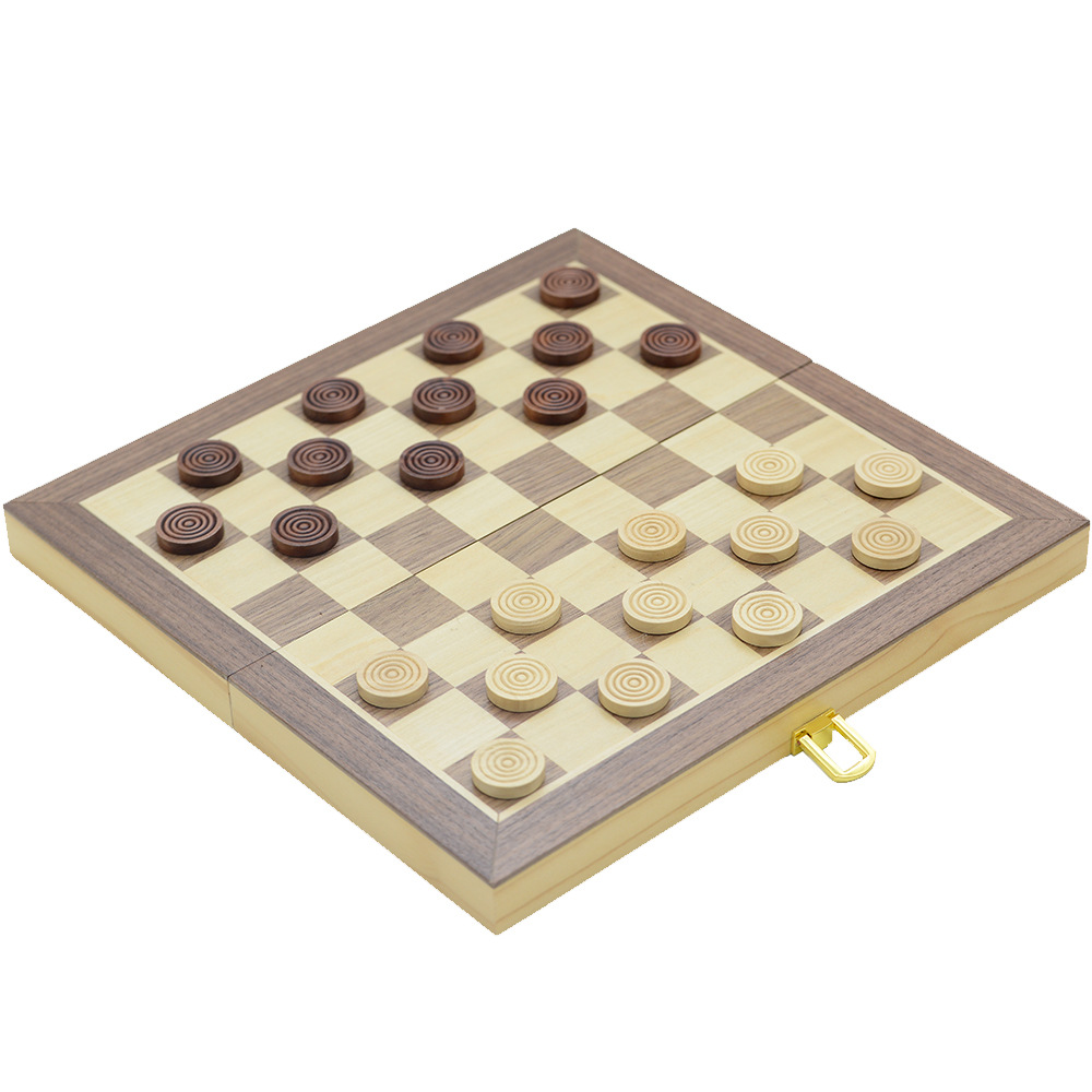 二合一木制国际象棋跳棋磁性折叠便携益智棋牌休闲娱乐传统桌游详情8