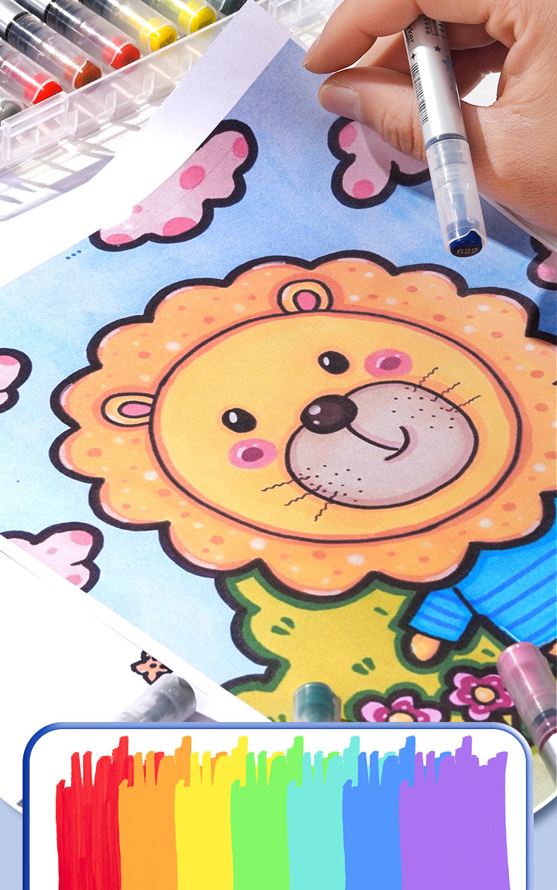 跨境爆款直液式丙烯马克笔24/48色软头学生美术diy手绘画涂鸦笔批详情8