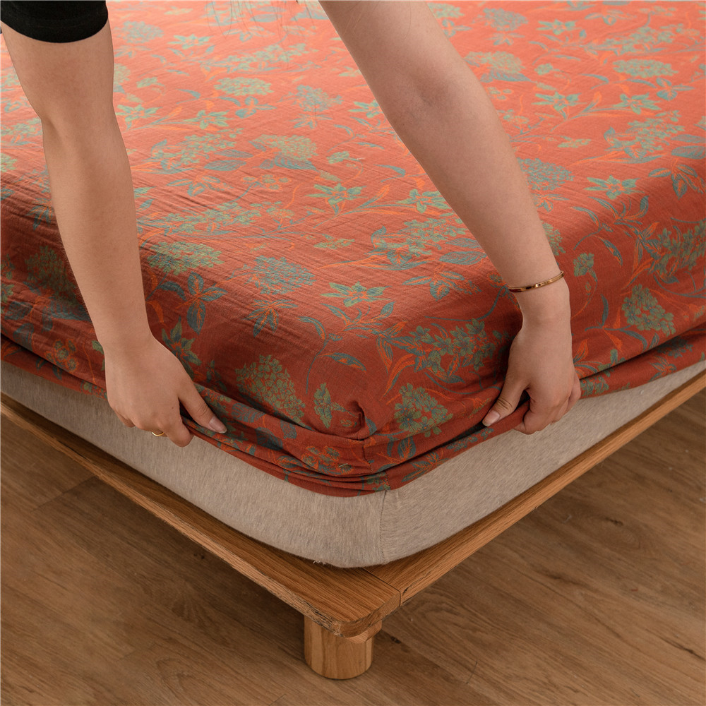 Pure cotton yarn-dyed jacquard double-layer gauze bed cover, single piece of all-cotton gauze mattress protective cover, bedspread, bed cover, single piece of bedding pic 26