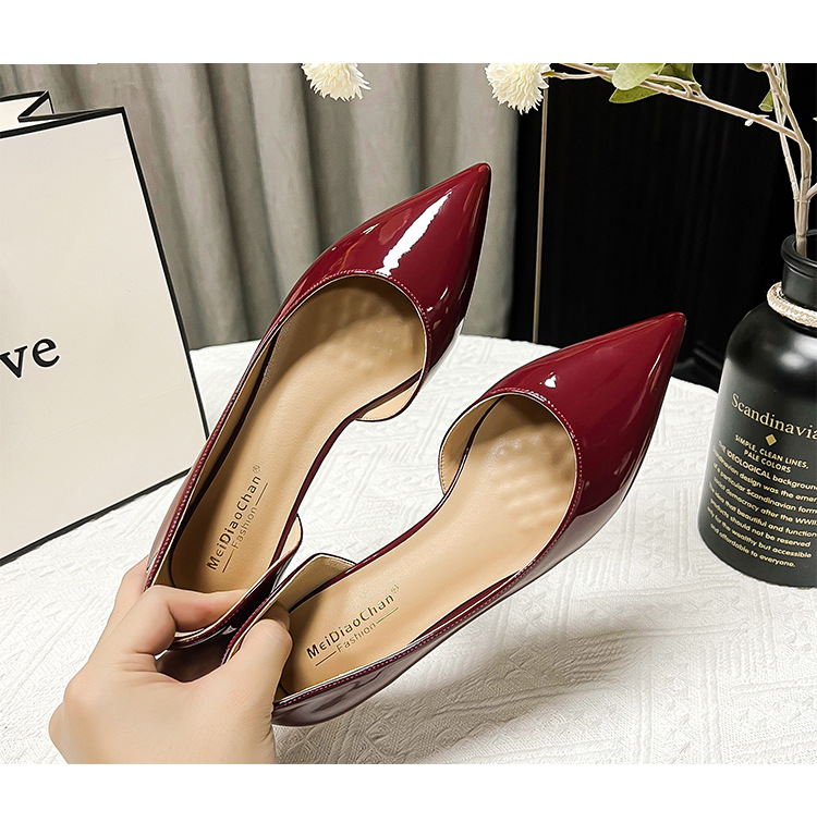 2024新款春秋法式内增高尖头侧空平底鞋女浅口百搭通勤单鞋漏脚趾详情24