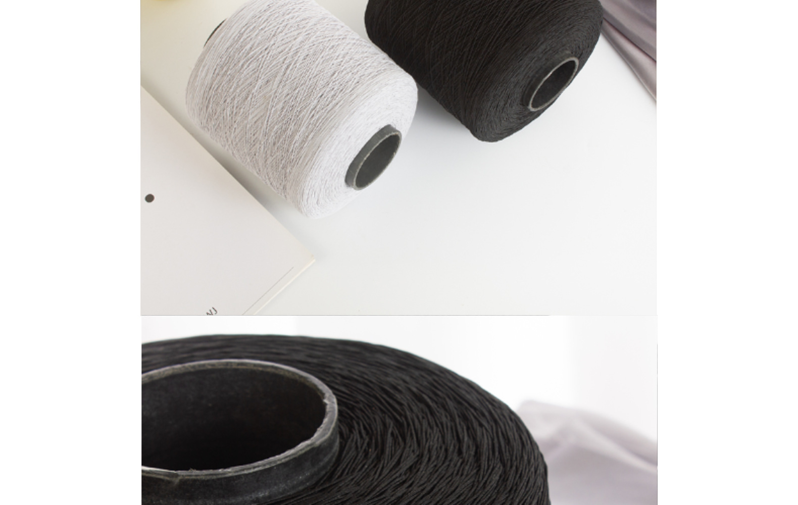 Wholesale of black and white Thai latex filament-coated polyester nylon double bag covered yarn round elastic elastic band thread pic 12