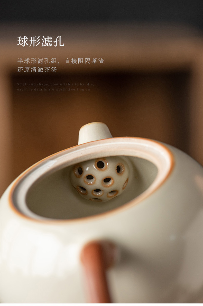 Beige Ru Kiln Kung Fu tea set, Chinese ceramic teapot lid, bowl, tea cup, tea tray, light luxury high-end household wholesale pic 19