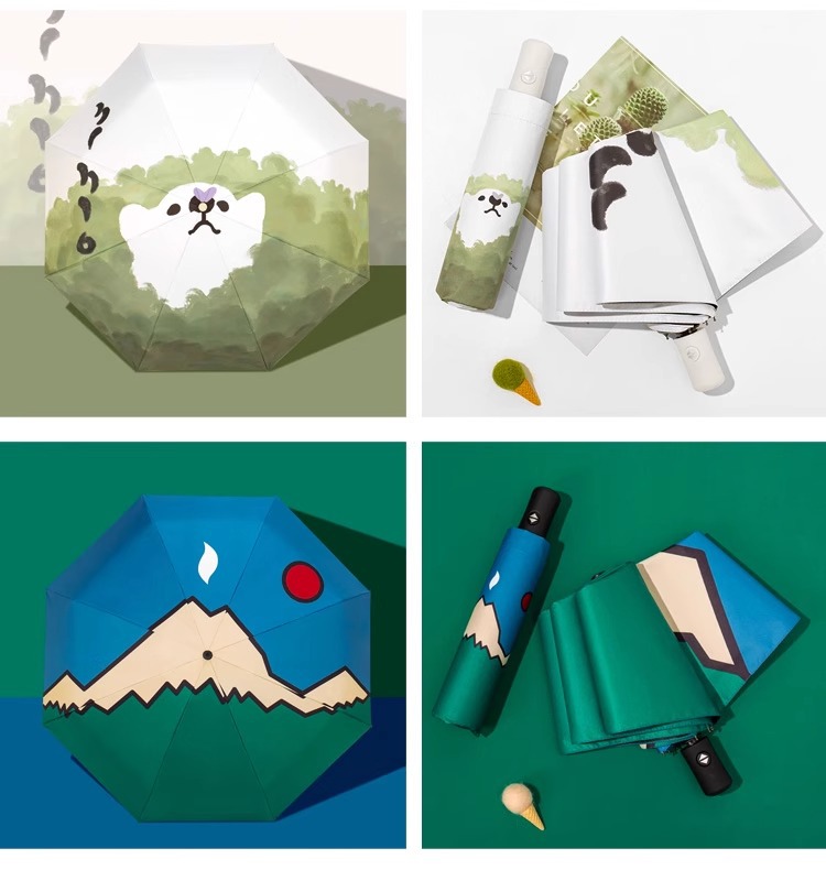 晴雨两用自动伞清新折叠女高级感太阳伞防晒防紫外线小巧黑胶遮阳详情18