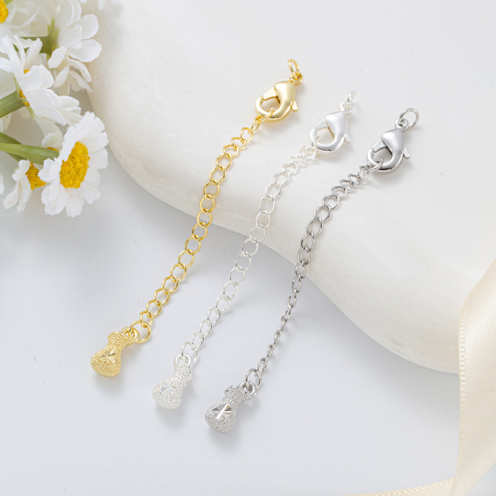 Engraved copper pendant plated with 18K real gold, lobster buckle, extension chain, 14K gold-plated tail chain, diy handmade necklace tail chain pic 5