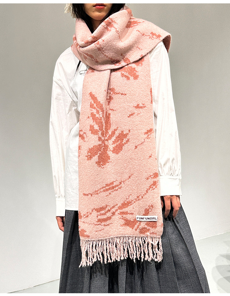 New Chinese-style wool tassel scarf for women 2024 autumn and winter, versatile, elegant and high-end shawl, thickened warm scarf pic 12