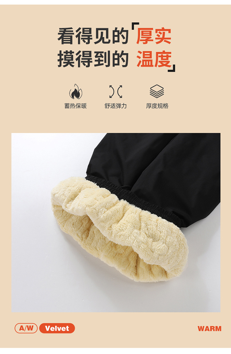 新款加绒加厚裤子休闲裤男秋冬防风防水宽松直筒运动保暖棉裤批发详情5