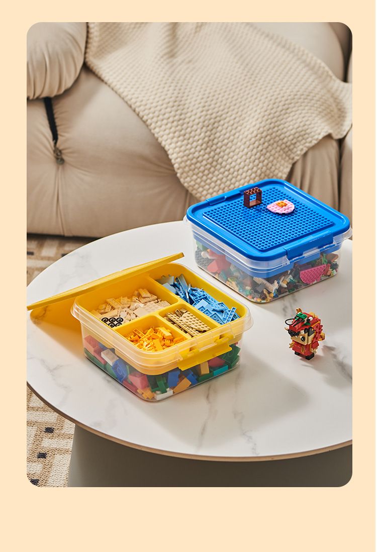 带分层小颗粒乐高收纳盒 儿童拼装零件分装盒 防尘透明积木整理盒详情15