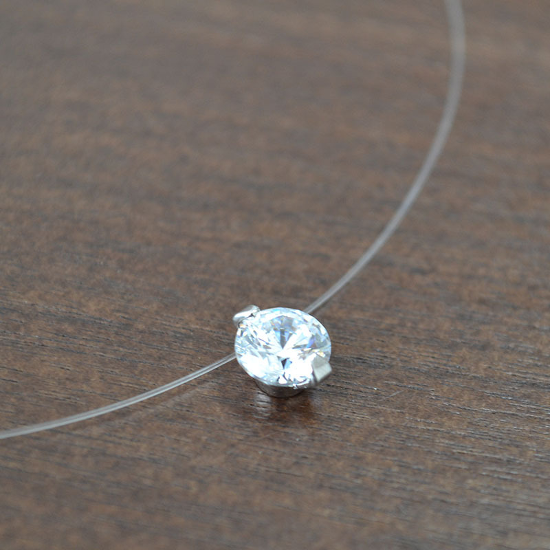 日韩小众设计人鱼的眼泪5A级爆闪锆石隐形鱼线轻奢简约项链锁骨链详情12