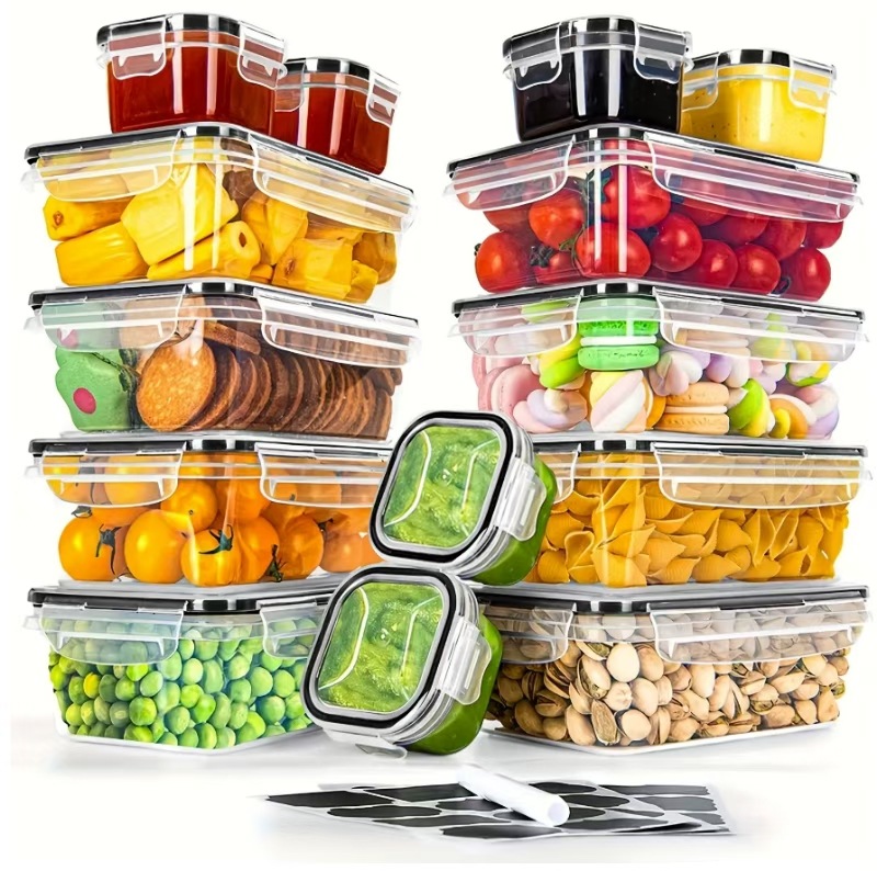 Wholesale of cross-border best-selling sealed plastic food storage boxes, 26-piece set of transparent leak-proof storage boxes for refrigerators pic 3